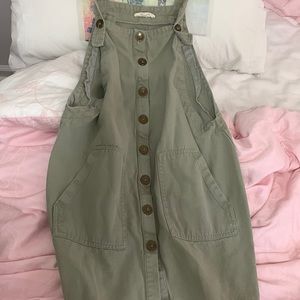 green overall dress !!